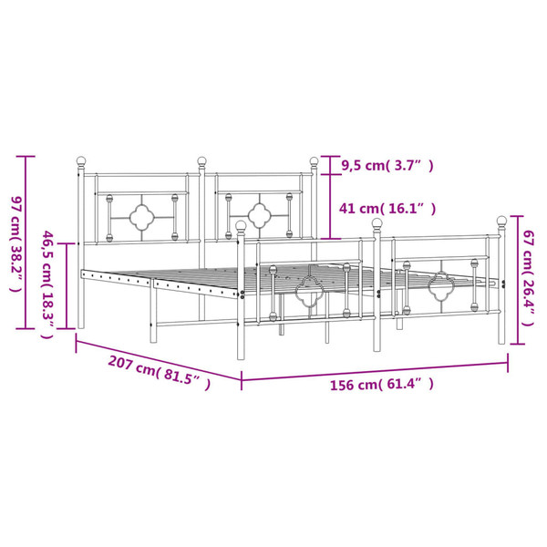  Bed Frame White Powder-coated steel King Size Bed Frame A949-374408