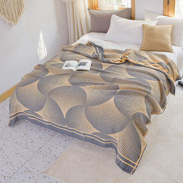 Color: Yellow, Size Specification: 150cmX200cm - Four-layer Cotton Gauze Cotton Summer Quilt Nap Bl Q119-CJYD254231001AZ