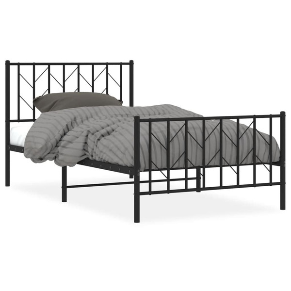  Bed Frame Black Powder-Coated Steel 39.4 x 78.7 in Sturdy A949-374450