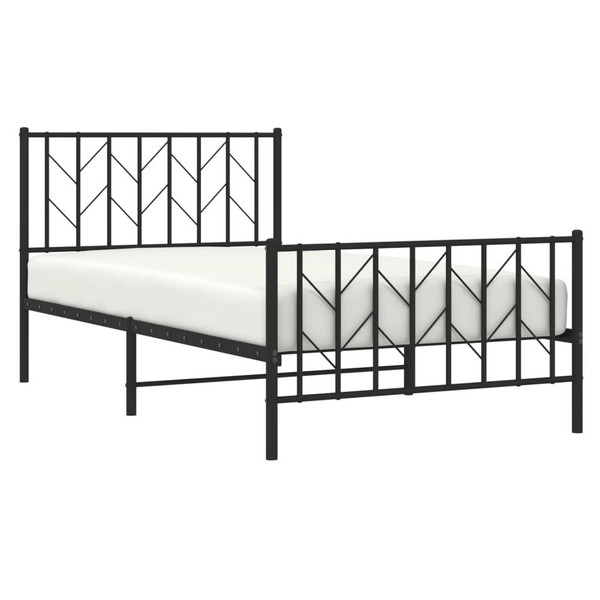  Bed Frame Black Powder-Coated Steel 39.4 x 78.7 in Sturdy A949-374450