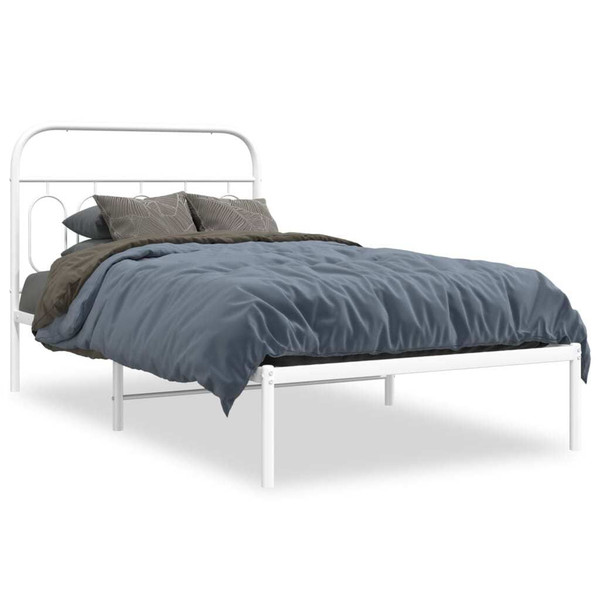  Bed Frame White Steel Twin Bed Frame Rectangular Modern A949-377161