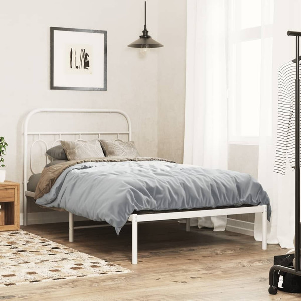  Bed Frame White Steel Twin Bed Frame Rectangular Modern A949-377161