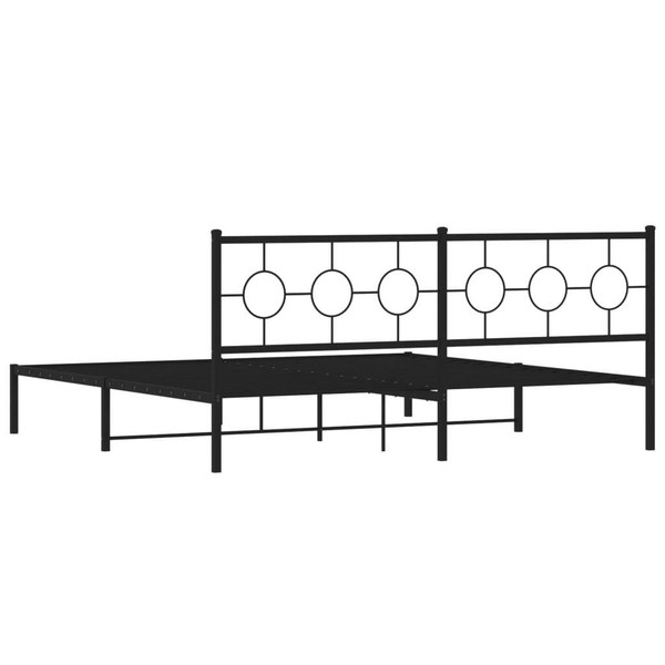  Bed Frame Black Powder-Coated Steel Double Metal Bed Frame A949-376232