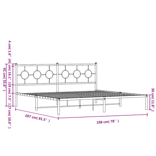  Bed Frame Black Powder-Coated Steel Double Metal Bed Frame A949-376232