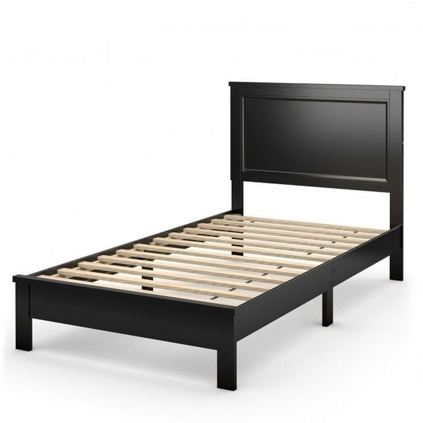Twin Size Modern College Dorm Wooden Platform Bed in Black Q280-BCCO9205