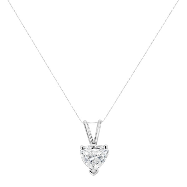 14K White Gold 3/8 Cttw Heart-Shaped Diamond Classic Solitaire 18" Pendant Necklace (H-I Color, VS2 N162-018702NWDM