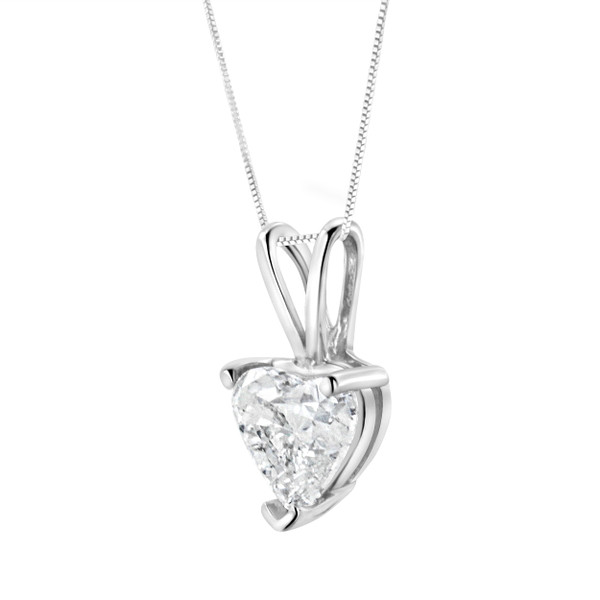 14K White Gold 3/8 Cttw Heart-Shaped Diamond Classic Solitaire 18" Pendant Necklace (H-I Color, VS2 N162-018702NWDM