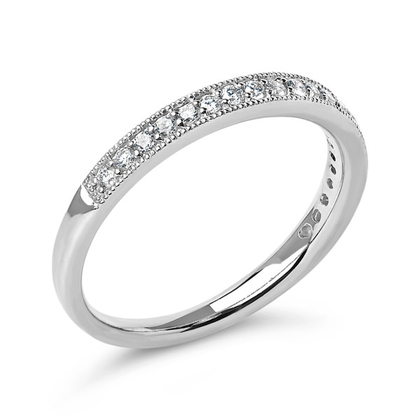 14K White Gold 1/4 Cttw Round Diamond Milgrain Wedding Band (I-J Color, SI2-I1 Clarity) - Size 7 N162-024785R700