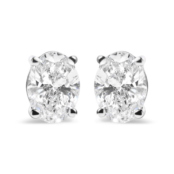 14K White Gold 3/4 Cttw Oval Shape Lab Grown Diamond Solitaire Stud Earrings (F-G Color, VS1-VS2 Cl N162-74-6165WLD