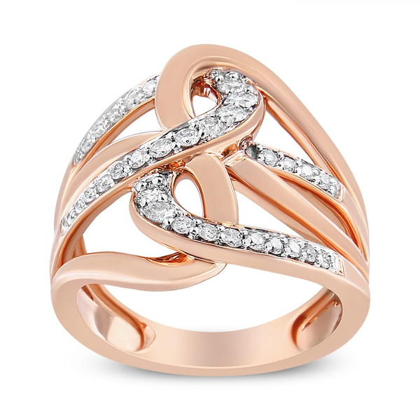 10K Rose Gold 1/2 Cttw Round-Cut Diamond Intertwined Multi-Loop Cocktail Ring (I-J Color, I1-I2 Cla N162-016420R600