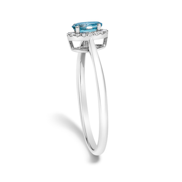 10K White Gold 5X3MM Oval Blue Topaz and Diamond Accent Halo Ring (I-J Color, I1-I2 Clarity) - Ring N162-024479R800
