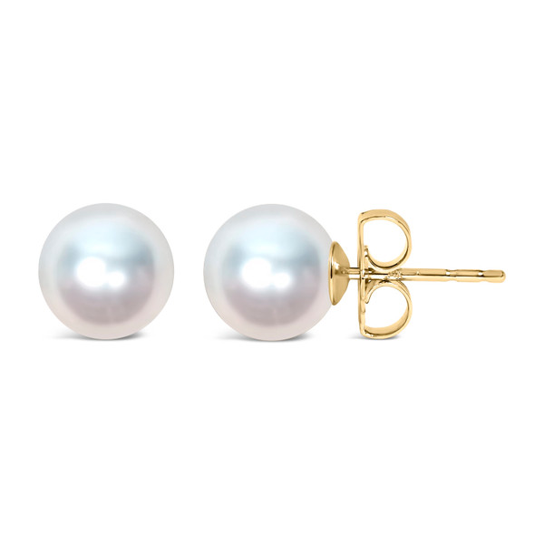 14K Yellow Gold 8-8.5MM Cultured Freshwater Pearl Solitaire Stud Earrings N162-023900EE01
