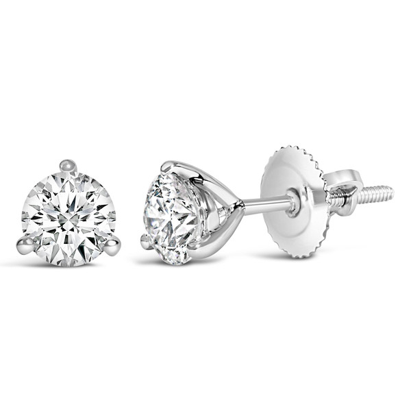 14K White Gold 1 1/2 Cttw 3-Prong Martini Set Brilliant Round-Cut Solitaire Lab Grown Diamond Screw N162-74-7703WLD