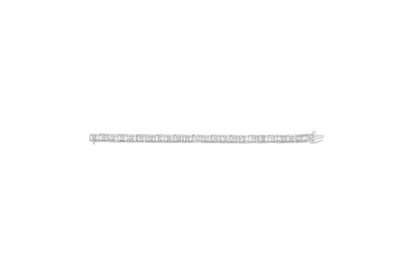 10K White Gold Round and Baguette Cut Diamond Bracelet (2.00 cttw, H-I Color, I2-I3 Clarity) N162-61-6987WDM