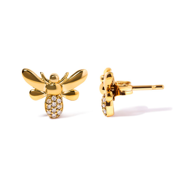 10K Yellow Gold Diamond Accented Bumble Bee Stud Earring (H-I Color, I1-I2 Clarity) N162-021111EASH