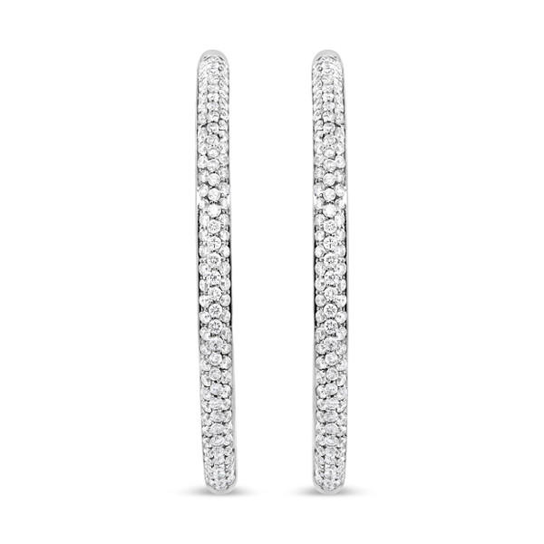 18K White Gold 2.00 Cttw Round-Cut Diamond Inner-Outer Hoop Earrings (F-G Color, VS1-VS2 Clarity) N162-020084ED01