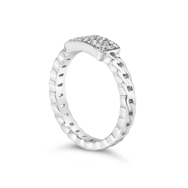 .925 Sterling Silver 1/5 Cttw Diamond ID and Cuban Link Band Ring (I-J Color, I2-I3 Clarity) - Ring N162-020510R700