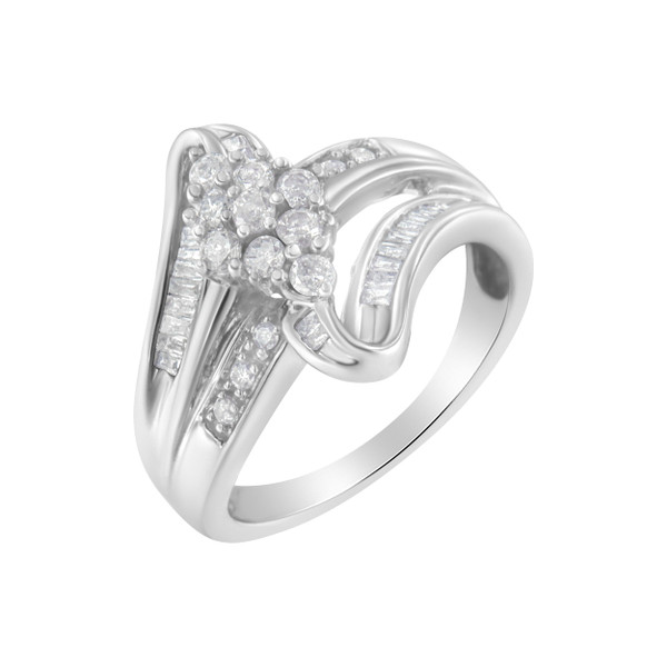 10K White Gold 1/2 cttw Diamond Cluster Ring (H-I Clarity, I2-I3 Color) - Size 8 N162-016859R800
