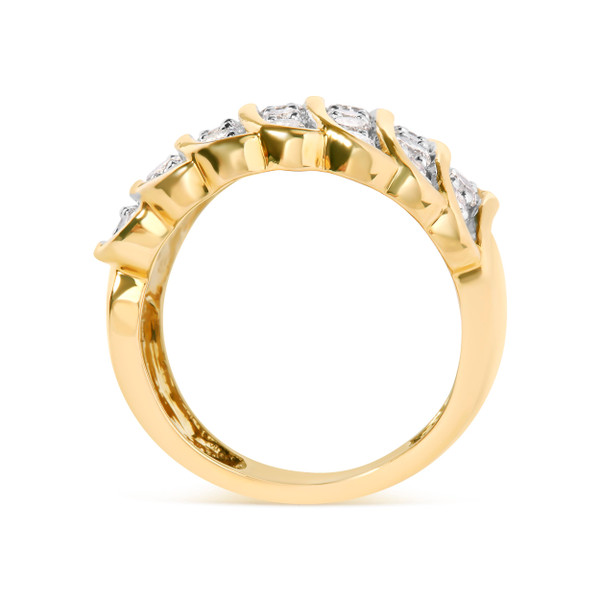 14K Yellow Gold Plated .925 Sterling Silver 2.00 Cttw Diamond Multi Row Band Ring (J-K Color, I1-I2 N162-021164R600