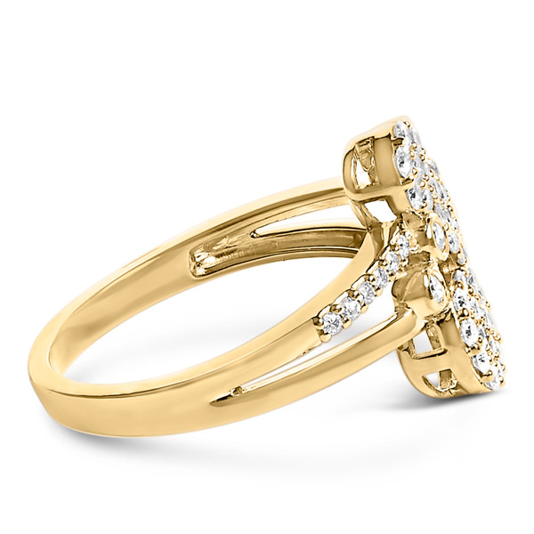 14K Yellow Gold Plated .925 Sterling Silver 1/2 Cttw Diamond Scatter Composite Bypass Ring (I-J Col N162-022777R500