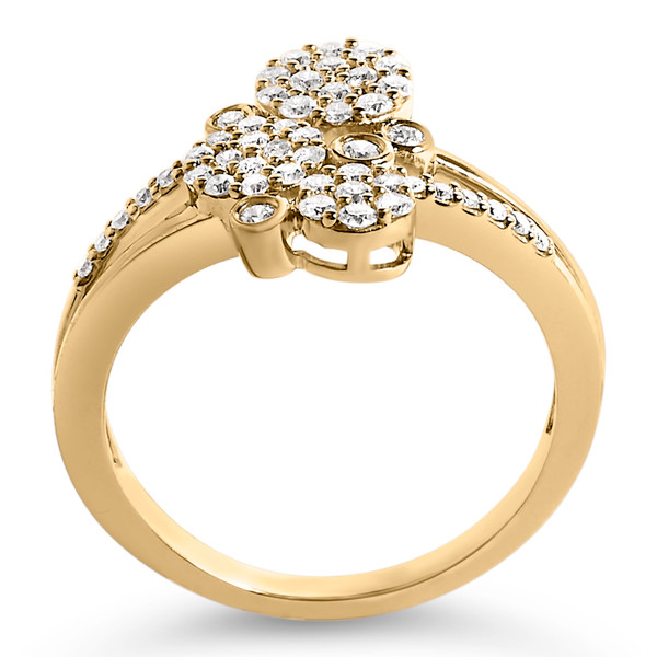 14K Yellow Gold Plated .925 Sterling Silver 1/2 Cttw Diamond Scatter Composite Bypass Ring (I-J Col N162-022777R500
