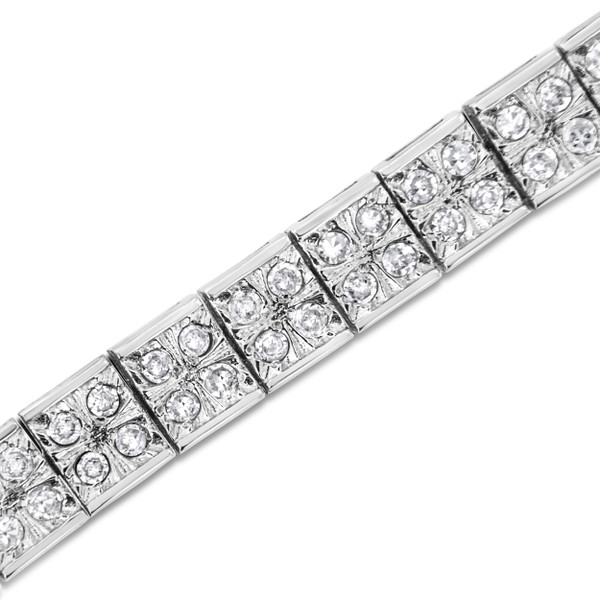 .925 Sterling Silver 2 Cttw Prong Set Round-Cut Diamond 4 Stone Box Link Bracelet (I-J Color, I3 Cl N162-60-8097WDM