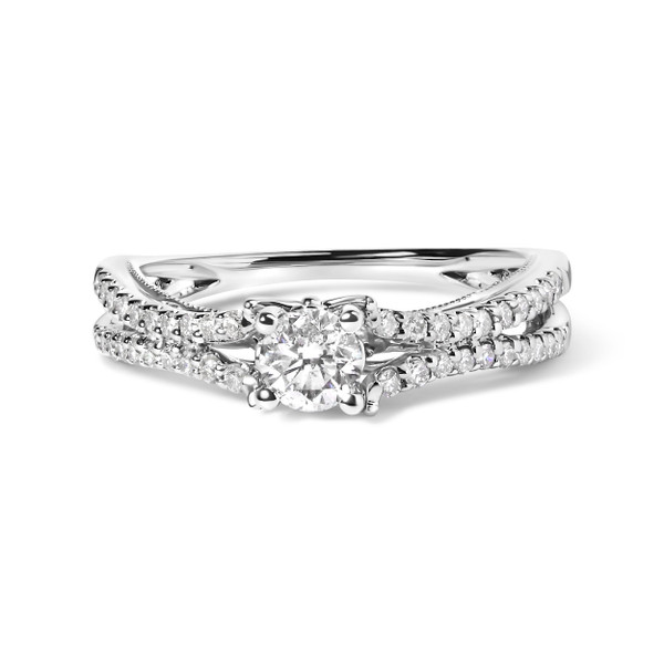 14K White Gold 5/8 Cttw Diamond Split Shank Engagement Ring  (G-H Color, VS2-SI1 Clarity) - Size 7 N162-019702RASH