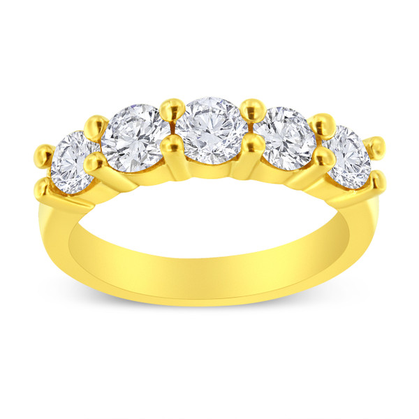 14K Yellow Gold Plated .925 Sterling Silver 1 1/2 Cttw Shared Prong Set Brilliant Round-Cut Diamond N162-018774R800