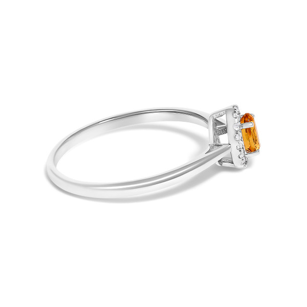 10K White Gold 5X3MM Oval Orange Citrine and Diamond Accent Halo Ring (I-J Color, I1-I2 Clarity) -  N162-023476RASH