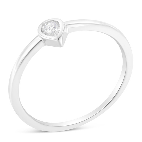 .925 Sterling Silver 1/20 Carat Diamond Teardrop Pear-Shaped Miracle Set Petite Fashion Promise Rin N162-015696R700