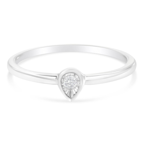.925 Sterling Silver 1/20 Carat Diamond Teardrop Pear-Shaped Miracle Set Petite Fashion Promise Rin N162-015696R700