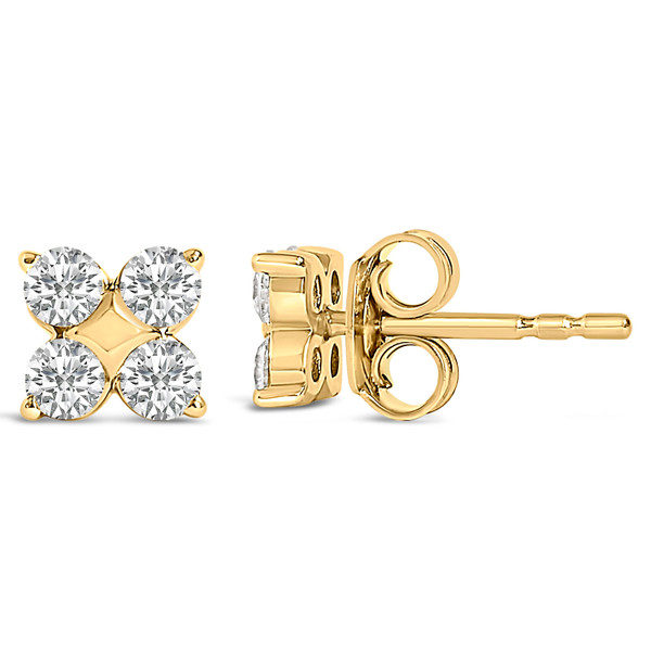 10K Yellow Gold 1/2 Cttw Lab Grown Diamond Snowflake Stud Earrings N162-023612ES19