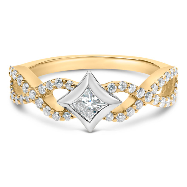 10K Two Tone Color 5/8 Cttw Diamond Kite and Twist Shank Ring (H-I Color,SI2-I1 Clarity) N162-017088R700