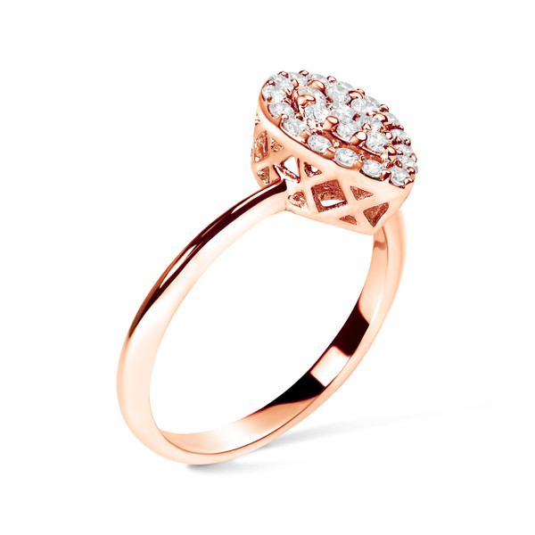 10K Rose Gold 3/8 Cttw Round-Cut Diamond Pear Promise Ring (I-J Color, I2-I3 Clarity) - Size 7 N162-018677R700