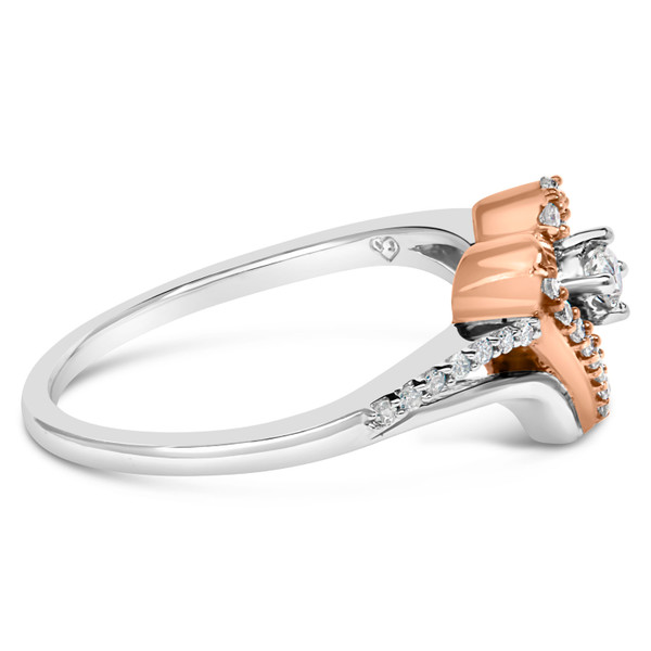 10K Rose Gold Plated .925 Sterling Silver 1/5 Cttw Diamond Two Tone Open Heart Promise or Fashion R N162-016449R800