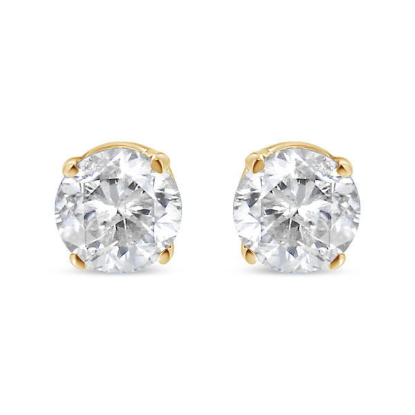 AGS Certified 14K Yellow Gold 1/2 Cttw 4 Prong Set Brilliant Round-Cut Solitaire Diamond Push Back  N162-019876EAGS