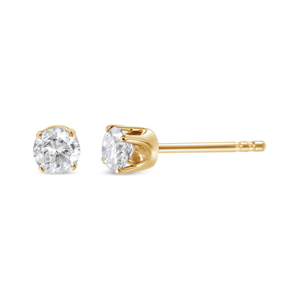 AGS Certified 14K Yellow Gold 1/2 Cttw 4 Prong Set Brilliant Round-Cut Solitaire Diamond Push Back  N162-019876EAGS