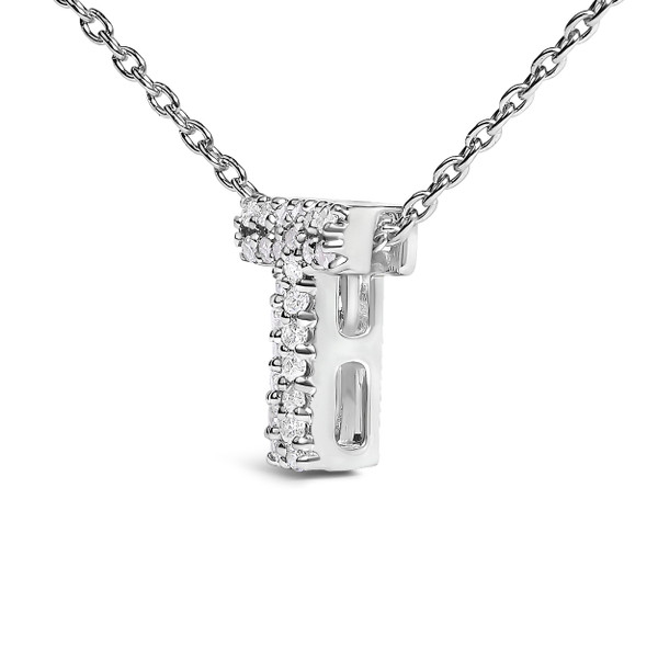 10K White Gold Diamond Accent "T" Initial Bubble Pendant Necklace N162-024175NASH