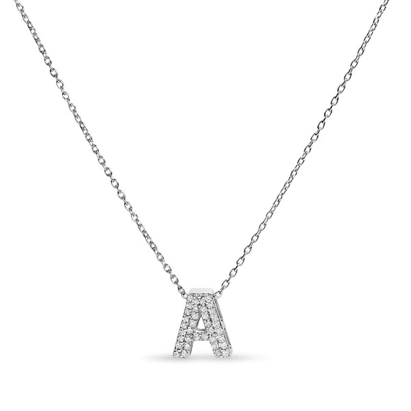 10K White Gold Diamond Accent "A" Initial Bubble Pendant Necklace N162-024157NASH