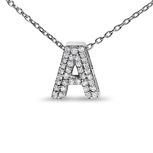 10K White Gold Diamond Accent "A" Initial Bubble Pendant Necklace N162-024157NASH
