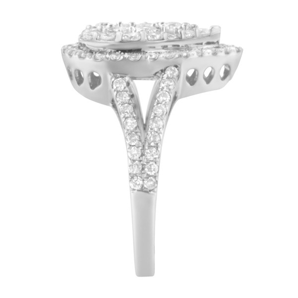 .925 Sterling Silver Diamond Cluster Ring (1 1/2 Cttw, H-I Color, I1-I2 Clarity) - Size 8 N162-016382R800
