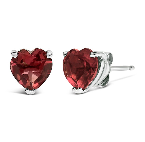 14K White Gold 5MM Heart Cut Garnet Solitaire Stud Earrings N162-023663ES19