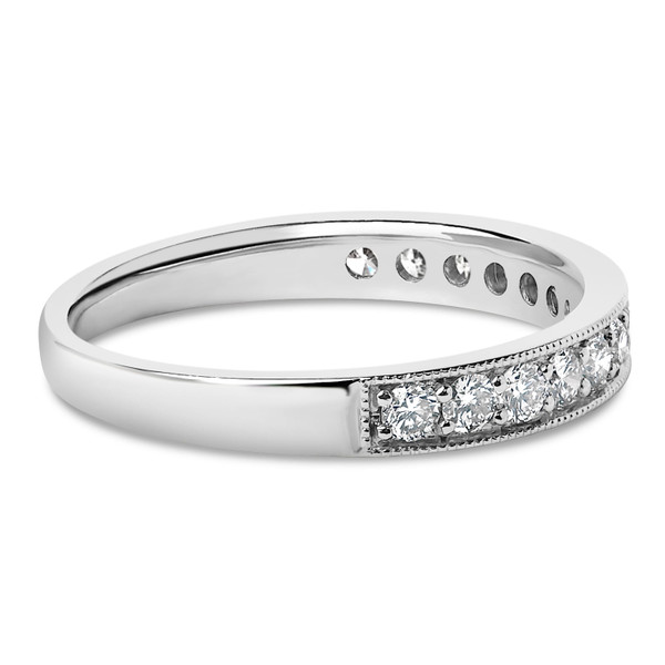 14K White Gold 1/2 Cttw Round Diamond Milgrain Wedding Band N162-024558RASH
