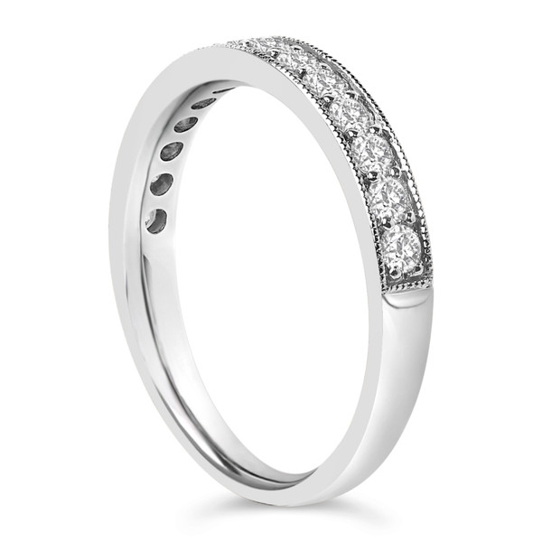 14K White Gold 1/2 Cttw Round Diamond Milgrain Wedding Band N162-024558RASH