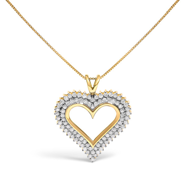 10K Yellow Gold Plated .925 Sterling Silver 2.00 Cttw Diamond Heart 18" Pendant Necklace (I-J Color N162-80-8659YDM