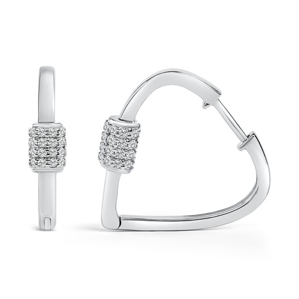 10K White Gold 3/8 Cttw Lab Grown Diamond Heart Shaped Huggie Hoop Earrings N162-023635ES19