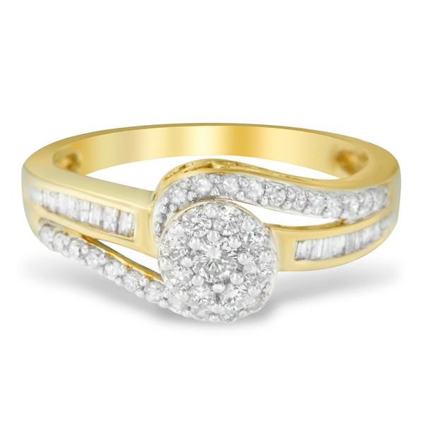 10K Yellow Gold Diamond Cluster Ring (1/2 Cttw, I-J Color, I2-I3 Clarity) - Size 6 N162-016432R600