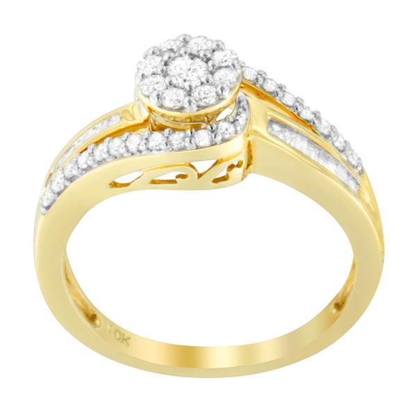 10K Yellow Gold Diamond Cluster Ring (1/2 Cttw, I-J Color, I2-I3 Clarity) - Size 6 N162-016432R600
