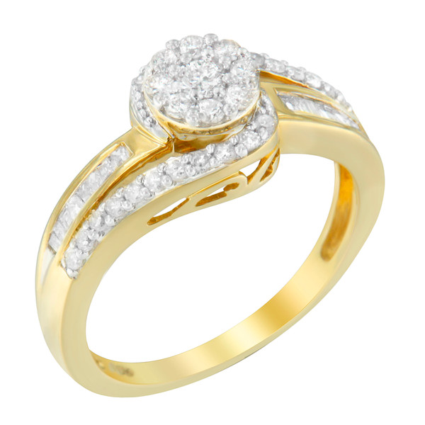 10K Yellow Gold Diamond Cluster Ring (1/2 Cttw, I-J Color, I2-I3 Clarity) - Size 6 N162-016432R600