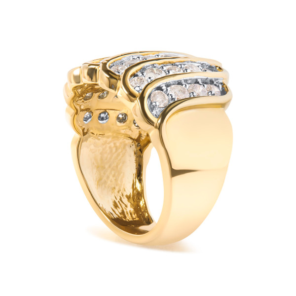10 Yellow Gold 2.00 Cttw Diamond Multi Row Cocktail Band Ring (I-J Color, I1-I2 Clarity) - Ring Siz N162-018825R700